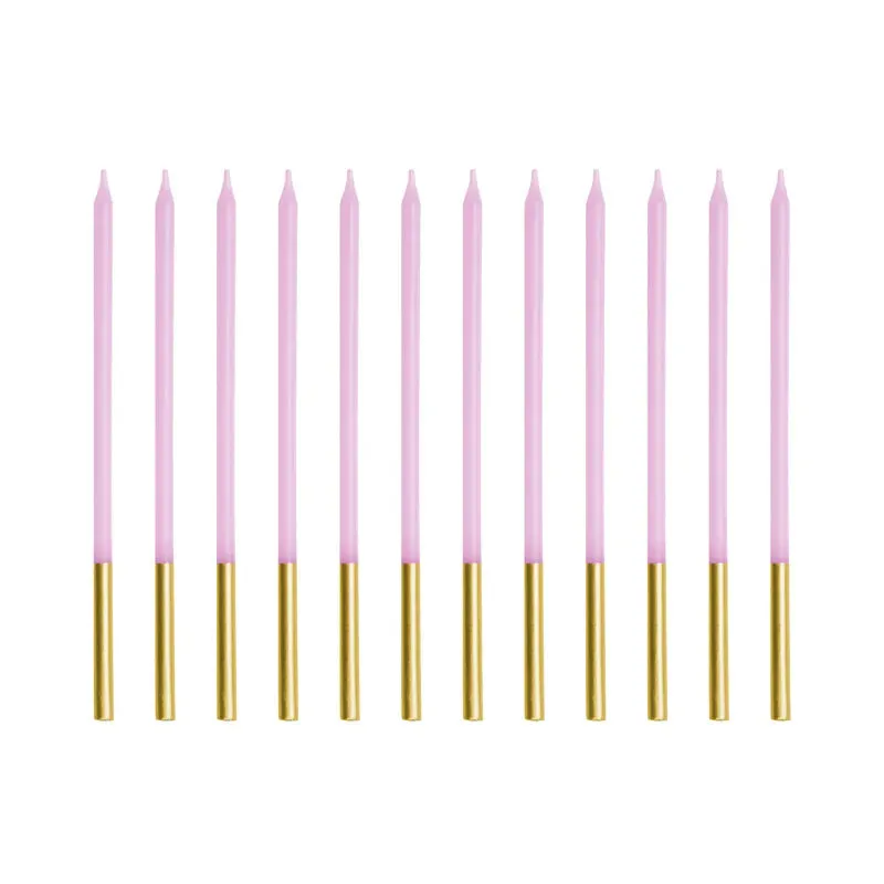 Velas básicas longas em dois tons de lilás / 12 unidades.