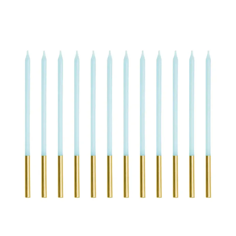 Velas largas bicolor celeste basic / 12 ud.