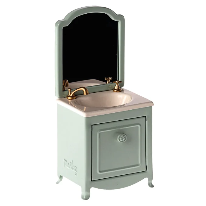 Lavabo aparador mint con espejo miniatura ratón Maileg