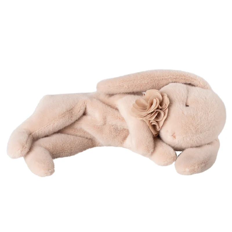 Conejito durmiente de peluche rosa S