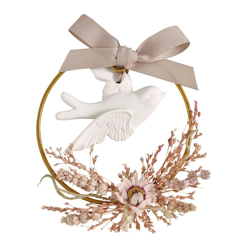 Corona flores y golondrina perfumada lino