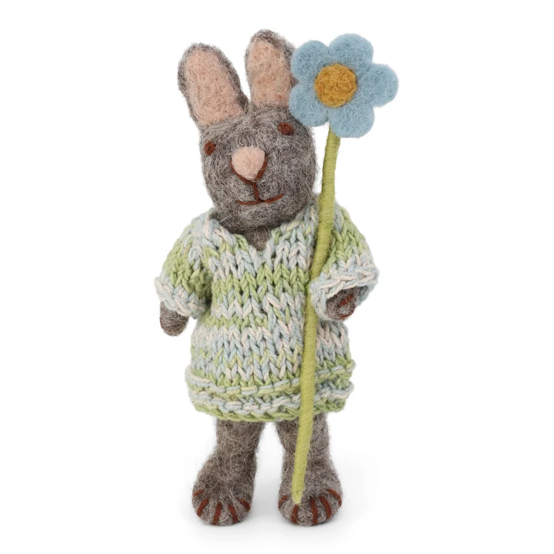 Flor de coelho de feltro cinza S