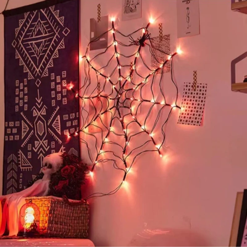 Telaraña luminosa con luces LED para halloween