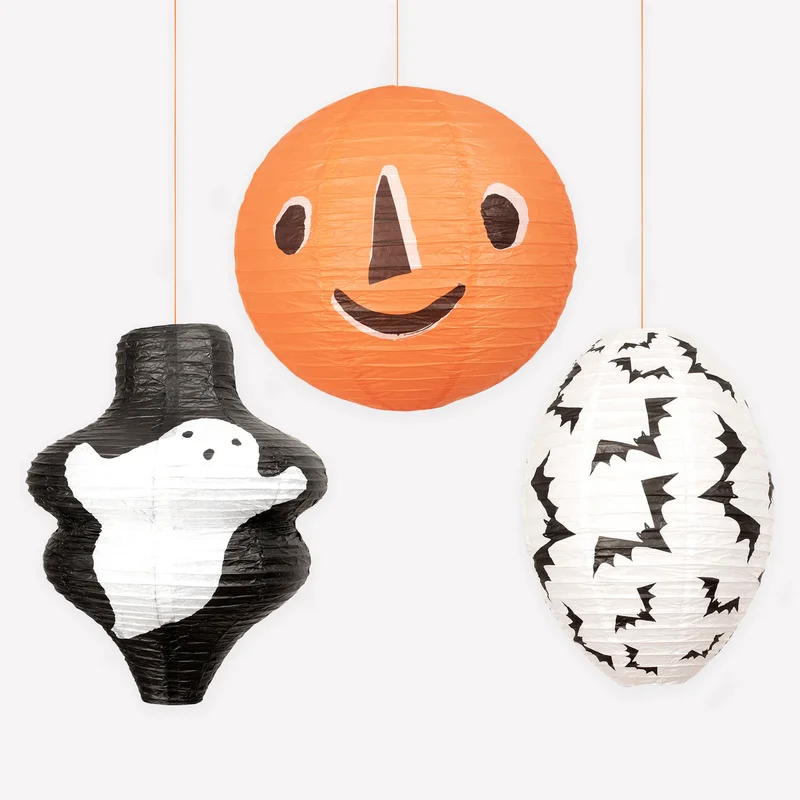 Kit de lanternas de papel Happy Halloween / 3 peças.