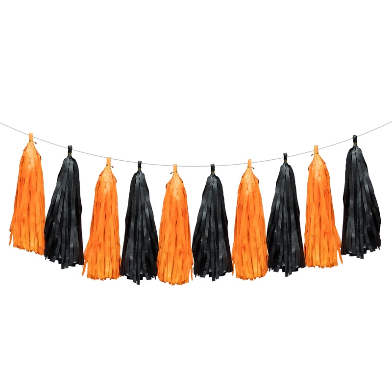 Grinalda de Halloween com borlas DIY