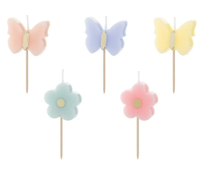 Velas mix mariposas / 5 ud.