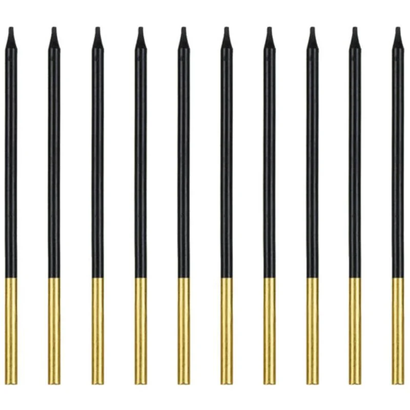 Velas largas bicolor oro negro basic / 12 ud.