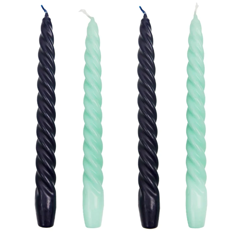 Set de velas largas Twist azul mix
