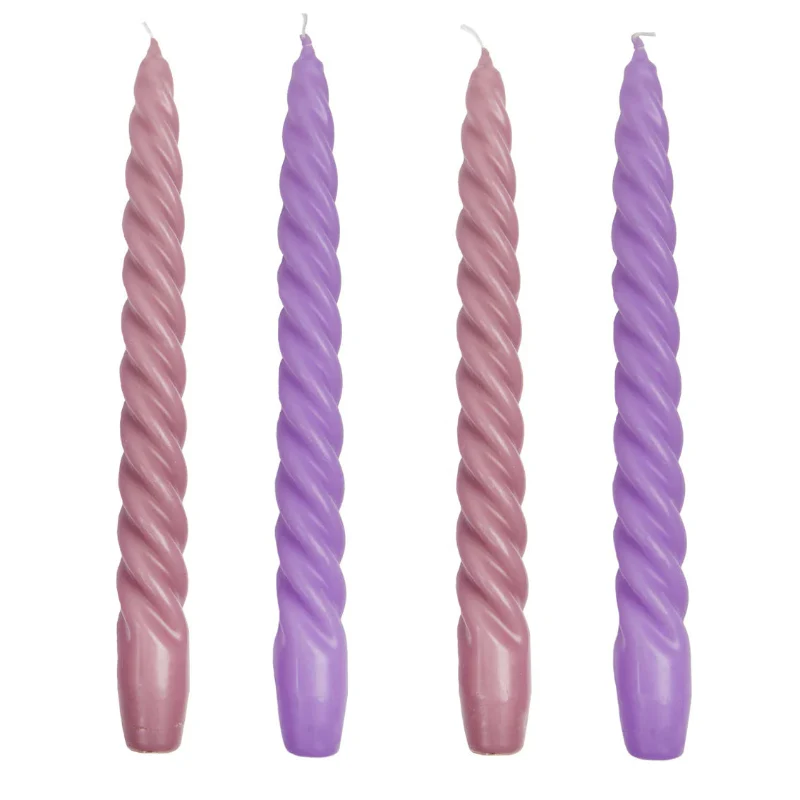 Conjunto de velas longas Twist lilás mix