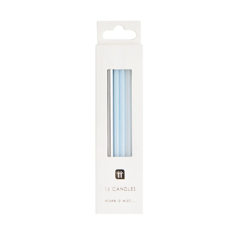 Velas mix plata y azul M / 16 ud.