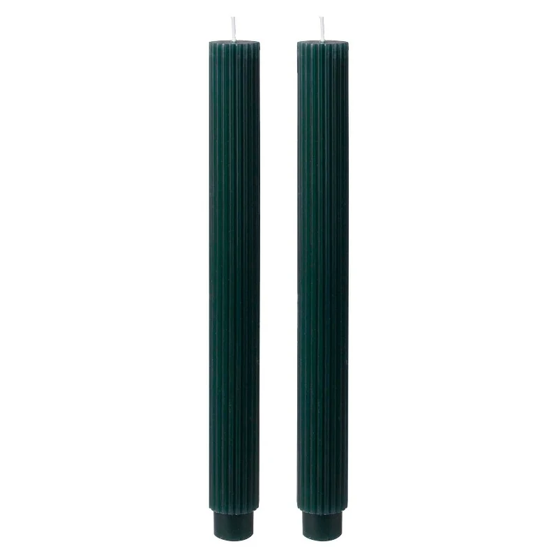Vela longa verde floresta com acabamento canelado