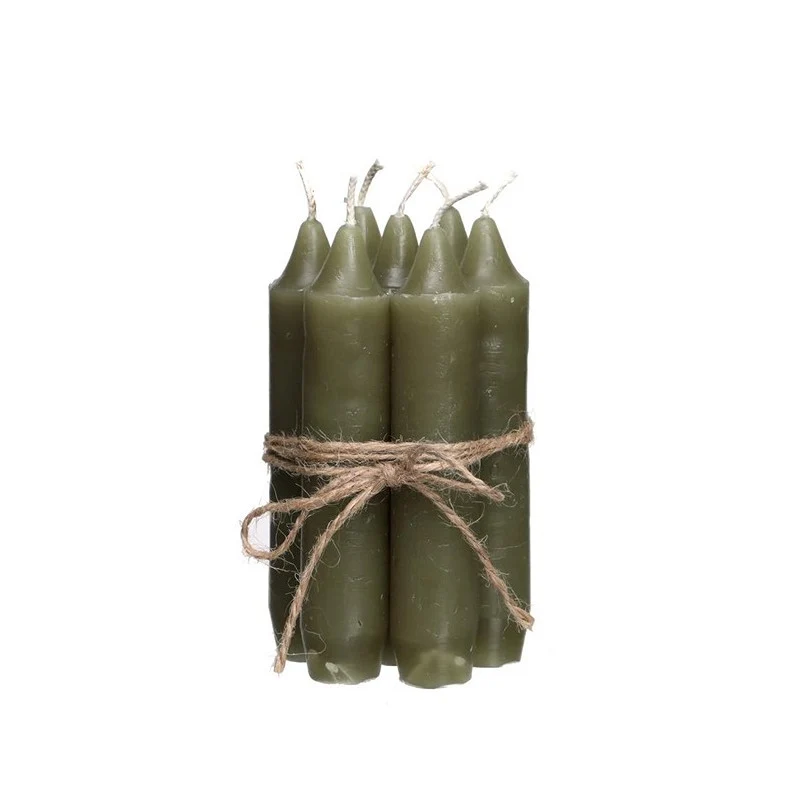 Set velas pequeñas verde olivo