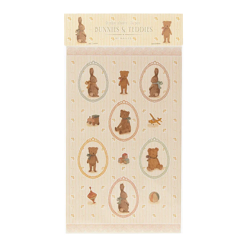 Adesivos vintage de coelhos e ursos