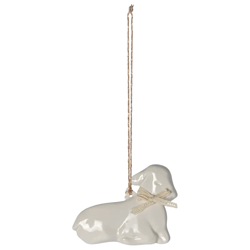 Adorno de metal corderito lazo blanco