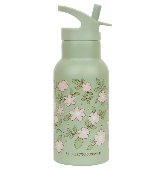 Botella inox. flores verde