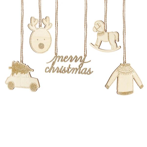 Etiquetas navidad de madera / 10 uds.