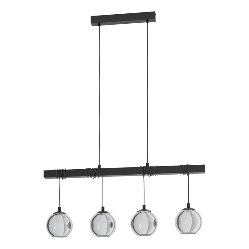 EGLO Argallo Lámpara de techo colgante acero vidrio vaporizado negro negro transparente 39761