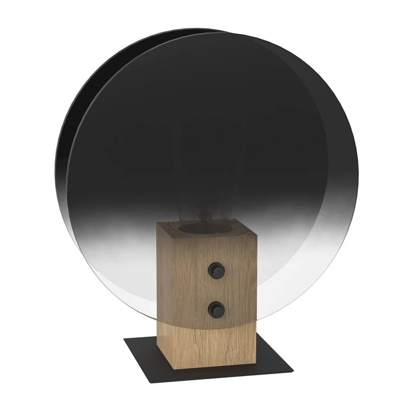 EGLO Millena Lámpara sobremesa aceromadera vidrio vaporizado negrocafé para salón y dormitorio