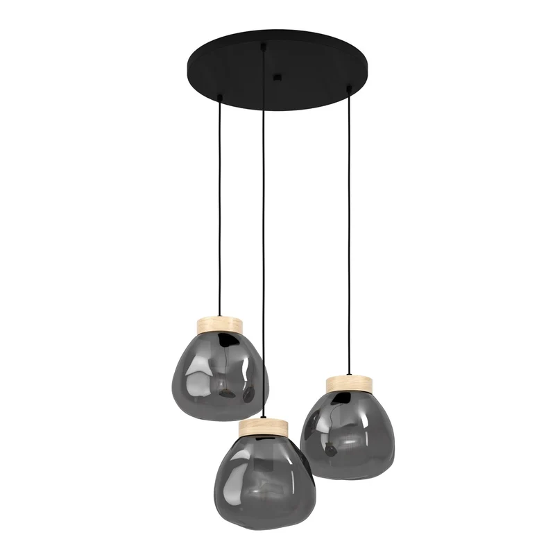 EGLO Magacela Lámpara de techo colgante aceromadera vidrio vaporizado negro gris