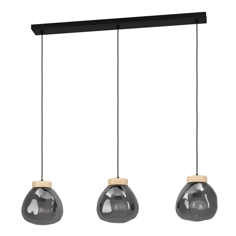 EGLO Magacela Lámpara de techo colgante aceromadera vidrio vaporizado negro gris