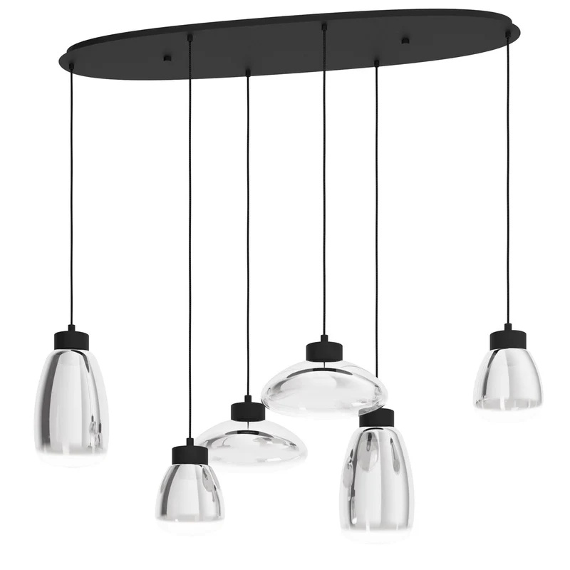 EGLO Sarnarra Lámpara de techo colgante LED regulable acero vidrio vaporizado negro