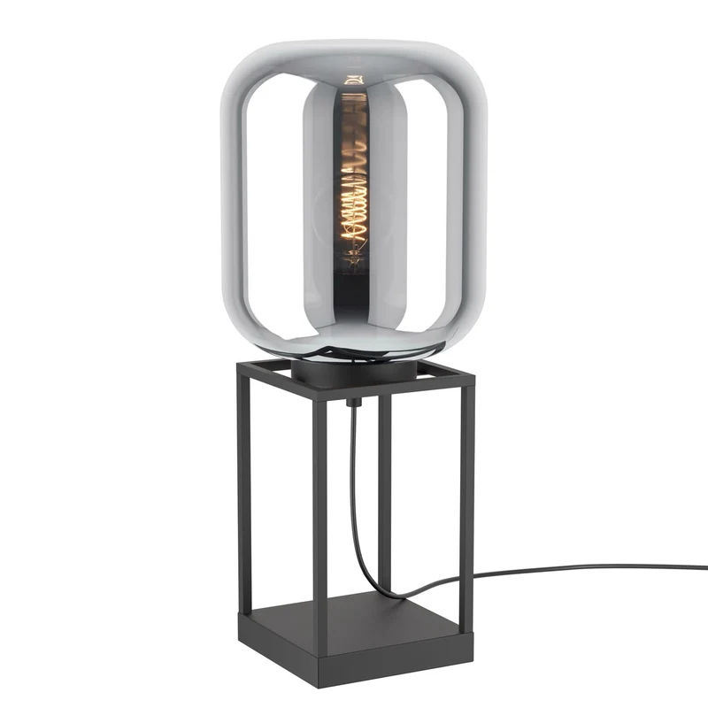 EGLO Bulciago Lámpara sobremesa acero vidrio vaporizado negro negro transparente 39988