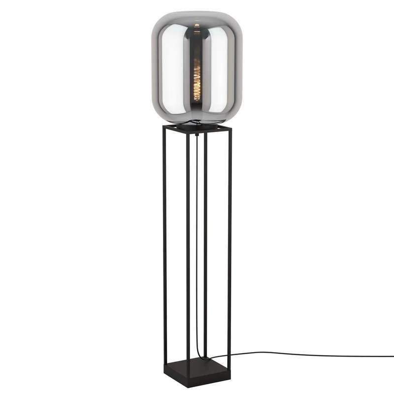 EGLO Bulciago Lámpara de pie acero vidrio vaporizado negro negro transparente 39989