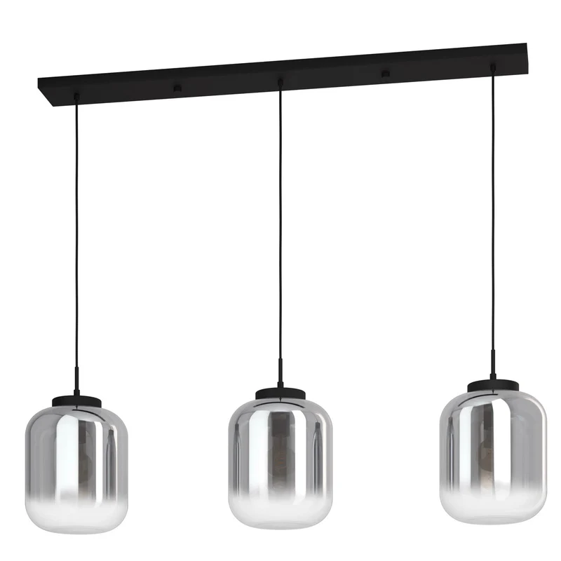 EGLO Bulciago Lámpara de techo colgante acero vidrio vaporizado negro negro transparente