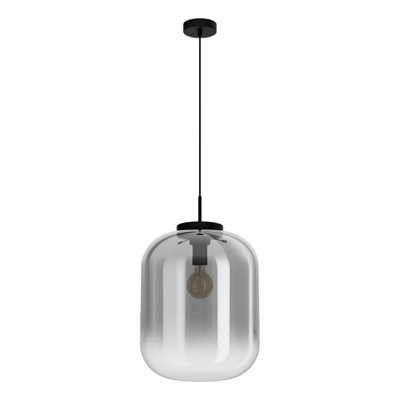 EGLO Bulciago Lámpara de techo colgante acero vidrio vaporizado negro negro transparente 39674