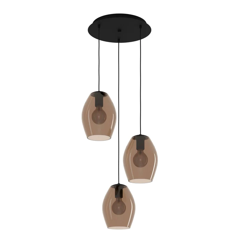 EGLO Estanys 1 Lámpara de techo colgante acero vidrio negro -