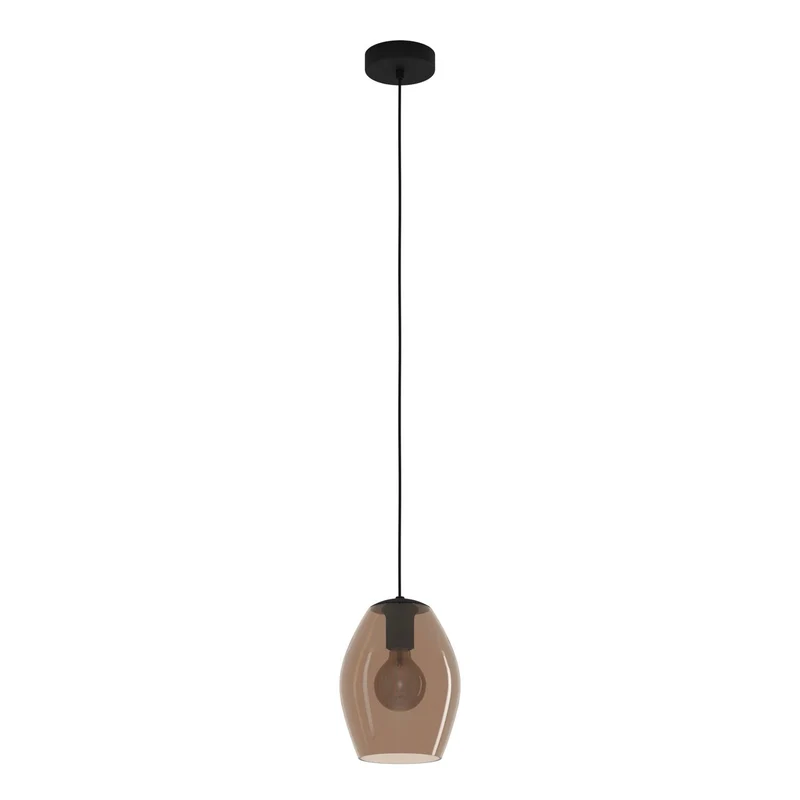 EGLO Estanys 1 Lámpara de techo colgante acero vidrio negro -