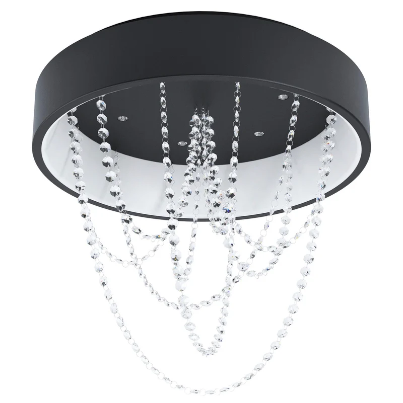EGLO Berlona Plafón LED regulable 2 luces acero cristal negro claro 39762