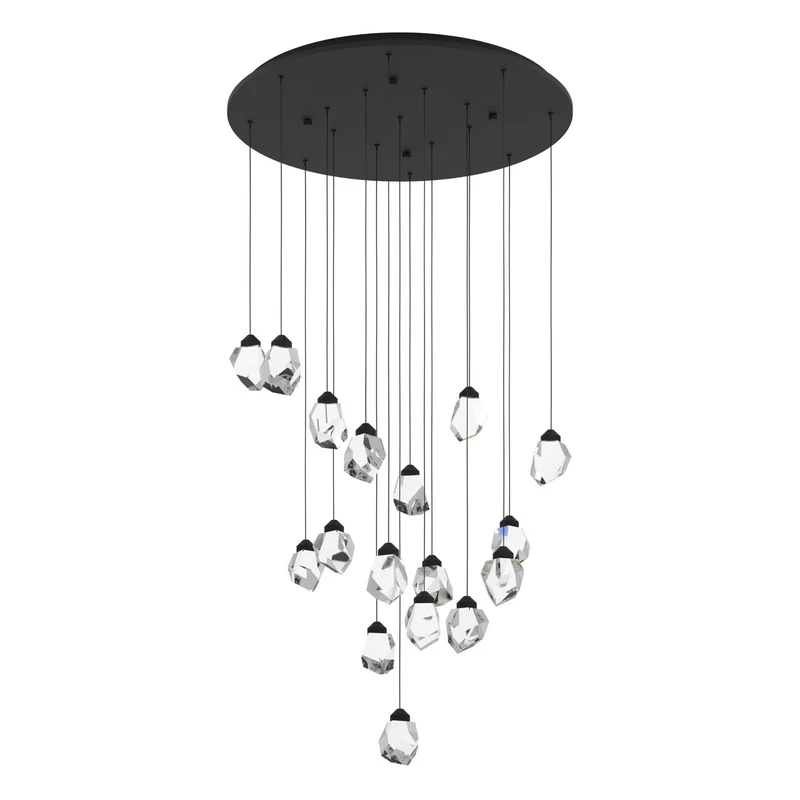 EGLO Sindicat Lámpara de techo colgante grande LED regulable acero cristal negro