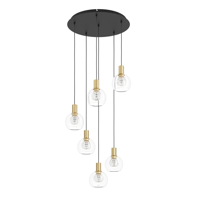 EGLO Terque Lámpara de techo colgante LED regulable acero vidrio negrolatón cepillado