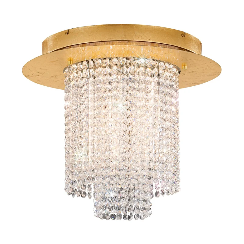 EGLO Vilalones Plafón LED regulable acero cristal dorado claro 39398 para salón y comedor