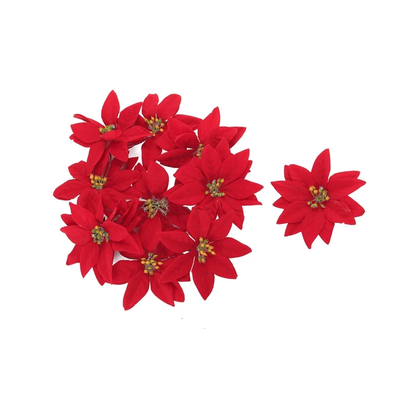 Art.8686 Flor Nochebuena Terciopelo 12cm de Diámetro 10pz