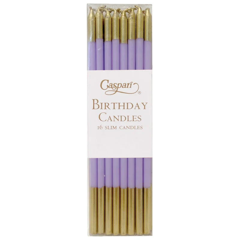 Velas largas bicolor lila / 16 ud.