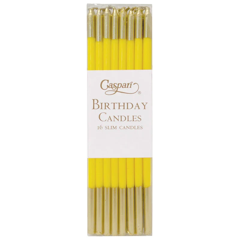 Velas longas amarelas bicolores / 16 u.