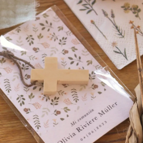 Collar cruz madera personalizada WildFlower / 6 uds.