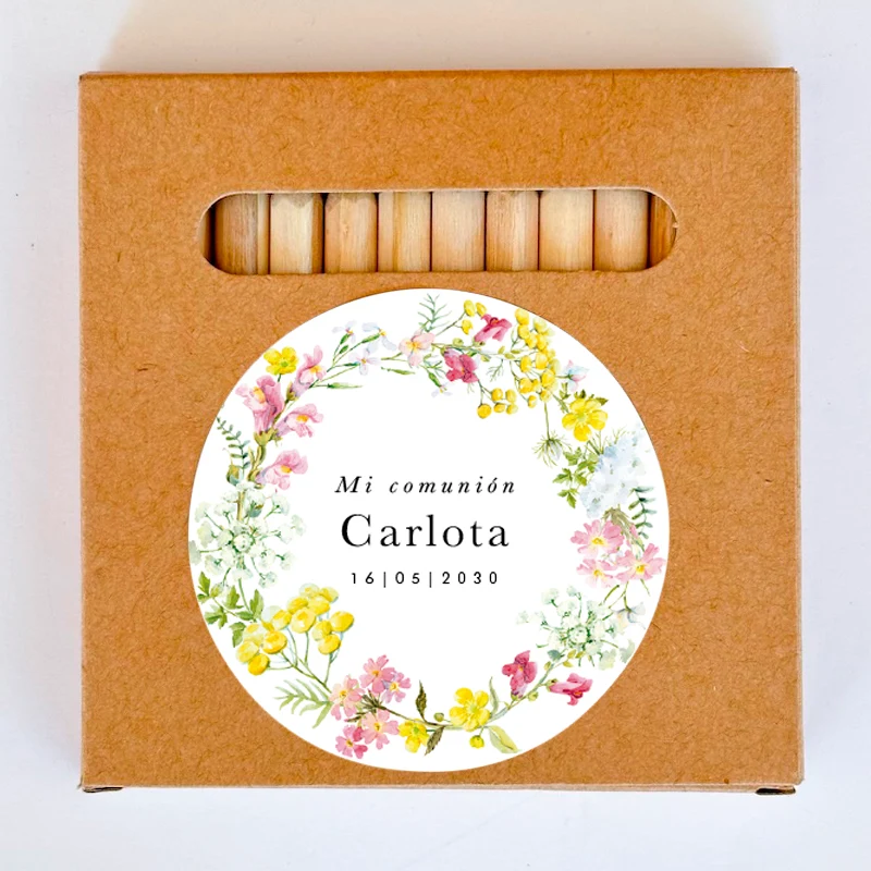 Cajita lápices personalizada flor primavera