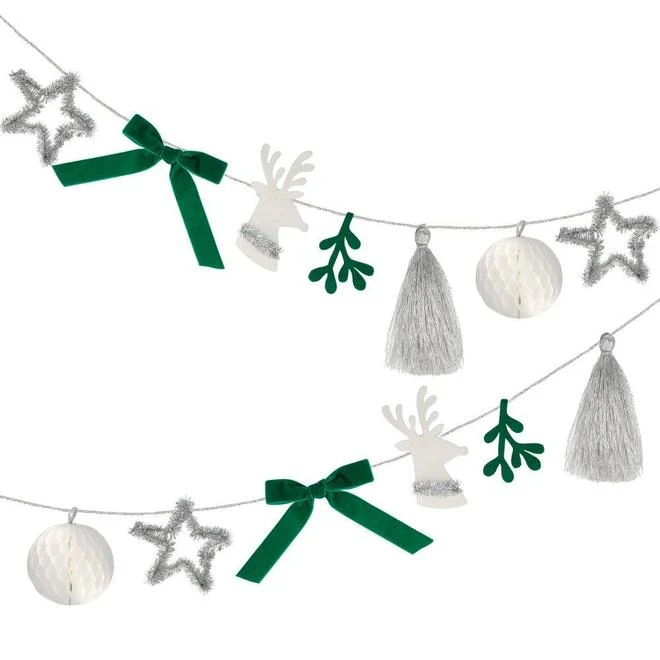 Guirnalda Christmas verde y plata