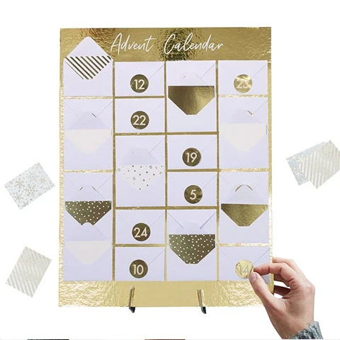 Calendario de Adviento sobres dorados