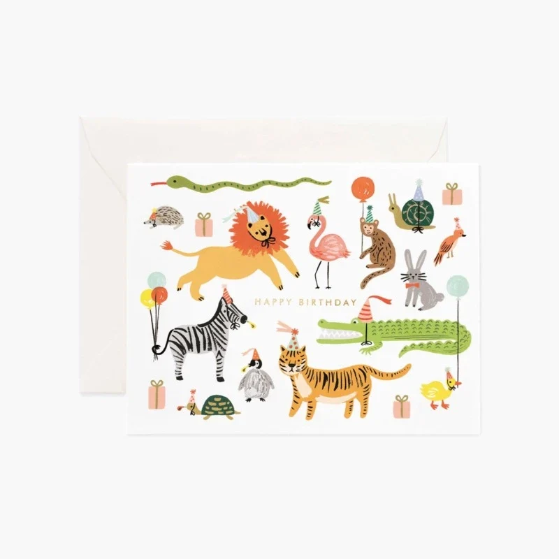 Tarjeta Happy Birthday animal Party R. Paper & Co