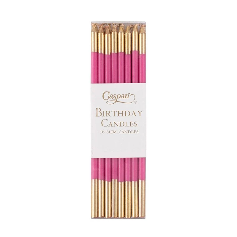 Velas largas bicolor fucsia / 16 ud.