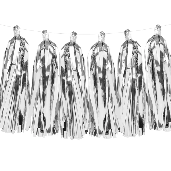 Guirnalda Tassel Plata brillo
