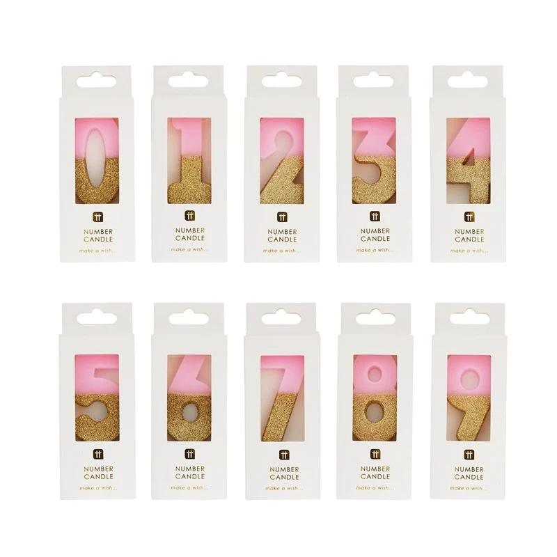Velas número rosa glitter