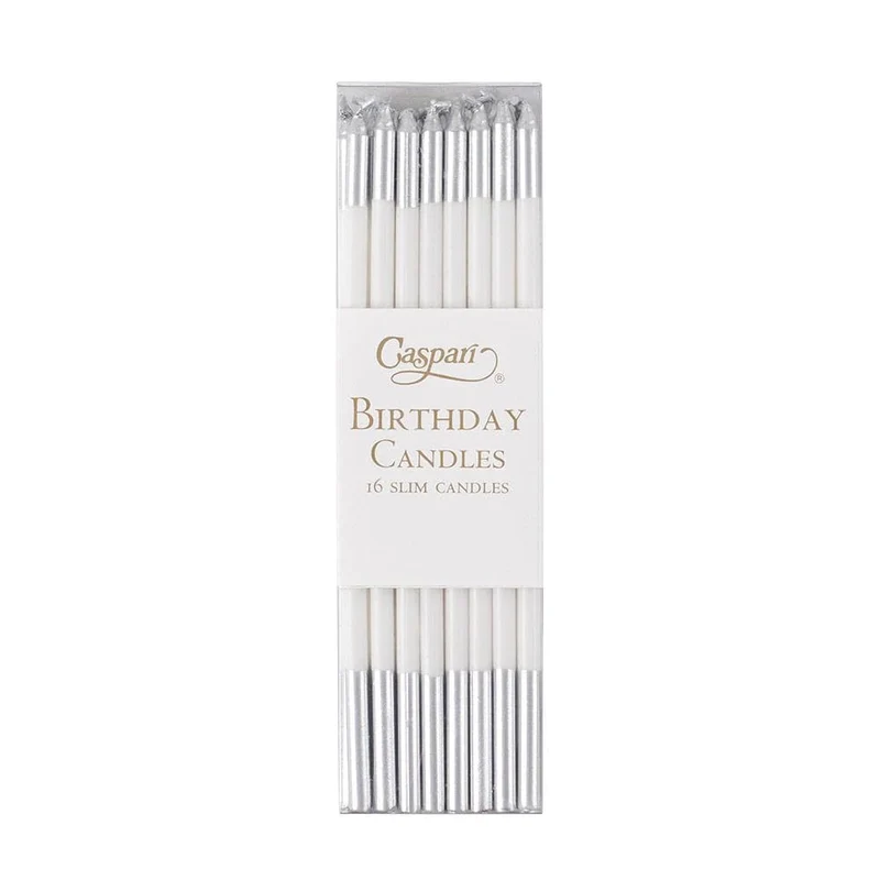 Velas compridas bicolores branco prata / 16 pcs.