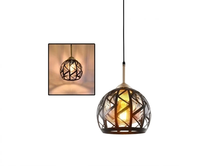 Lámpara Colgante Gráfica Industrial Estilo Minimalista de Enrejado Esférico