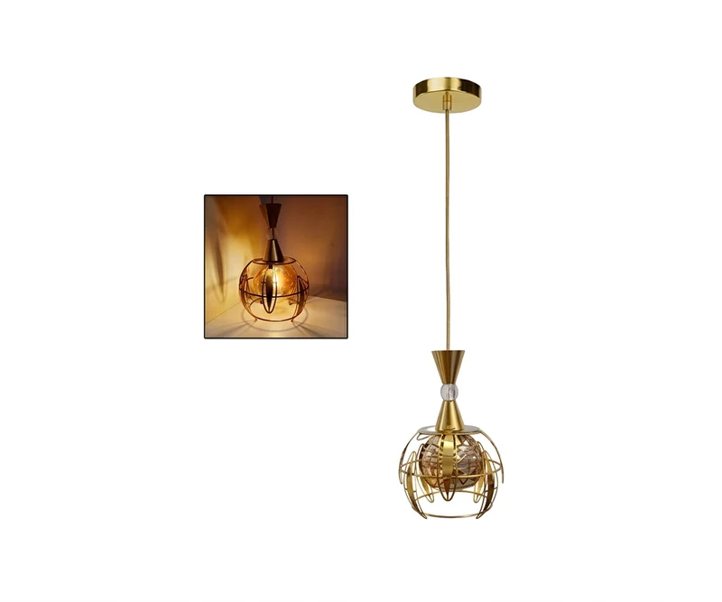 Lámpara Colgante Orbe Cuello Estructural Gold