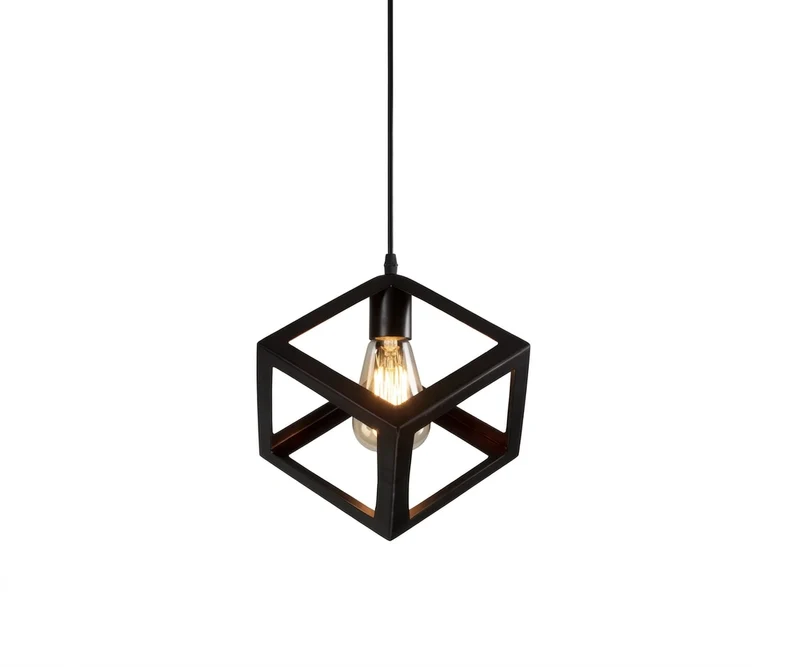 Lámpara Colgante Cubo Estilo Industrial Minimalista